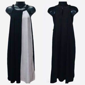 Elegant Black and White Midi Dress